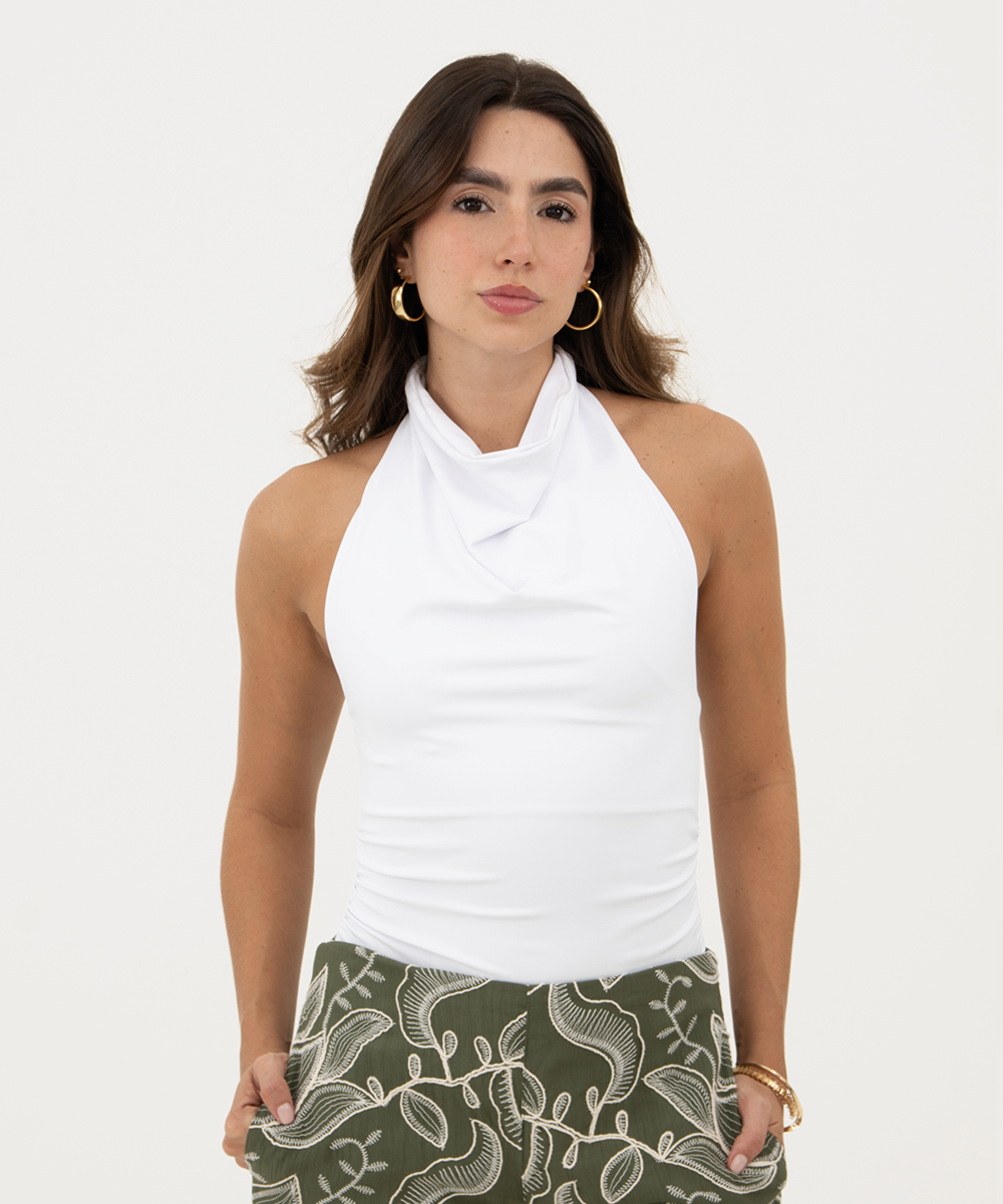 Body halter drapeado Blanco
