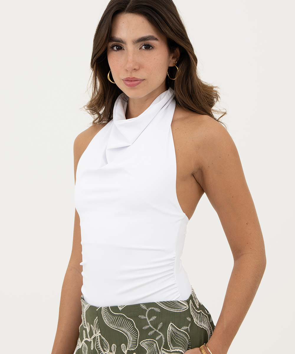 Body halter drapeado Blanco