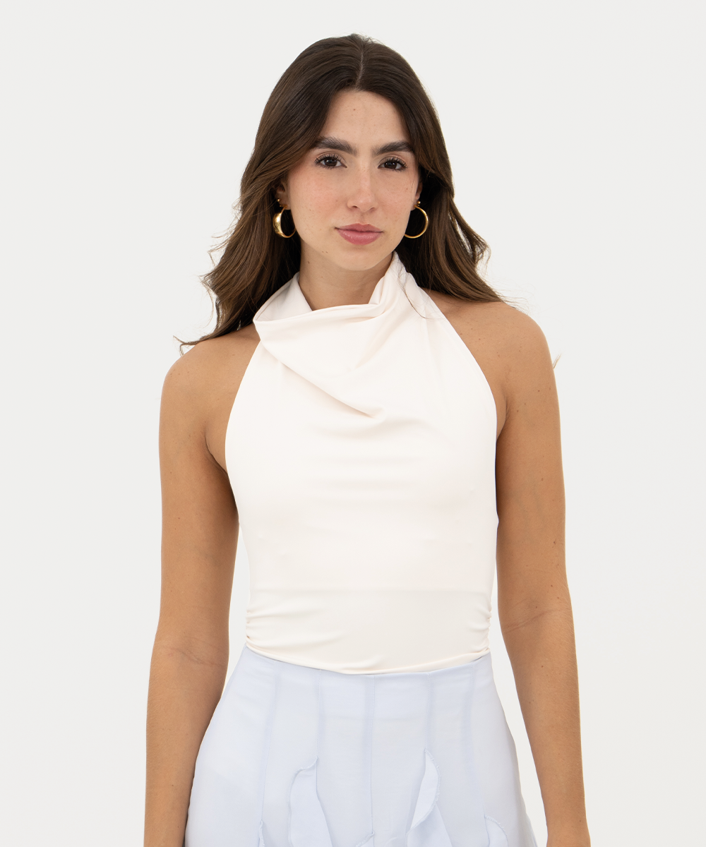 Body halter drapeado Marfil