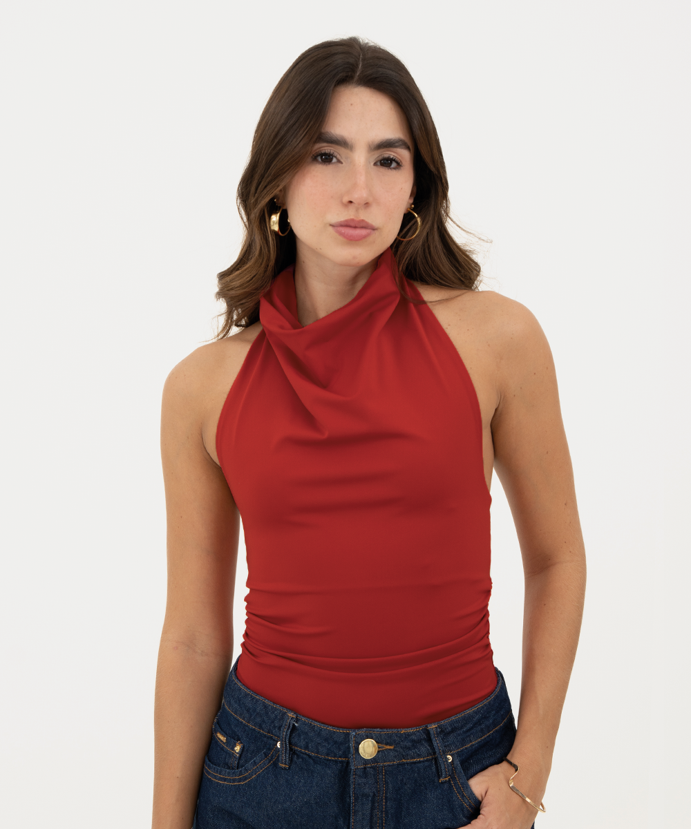 Body halter drapeado Rojo