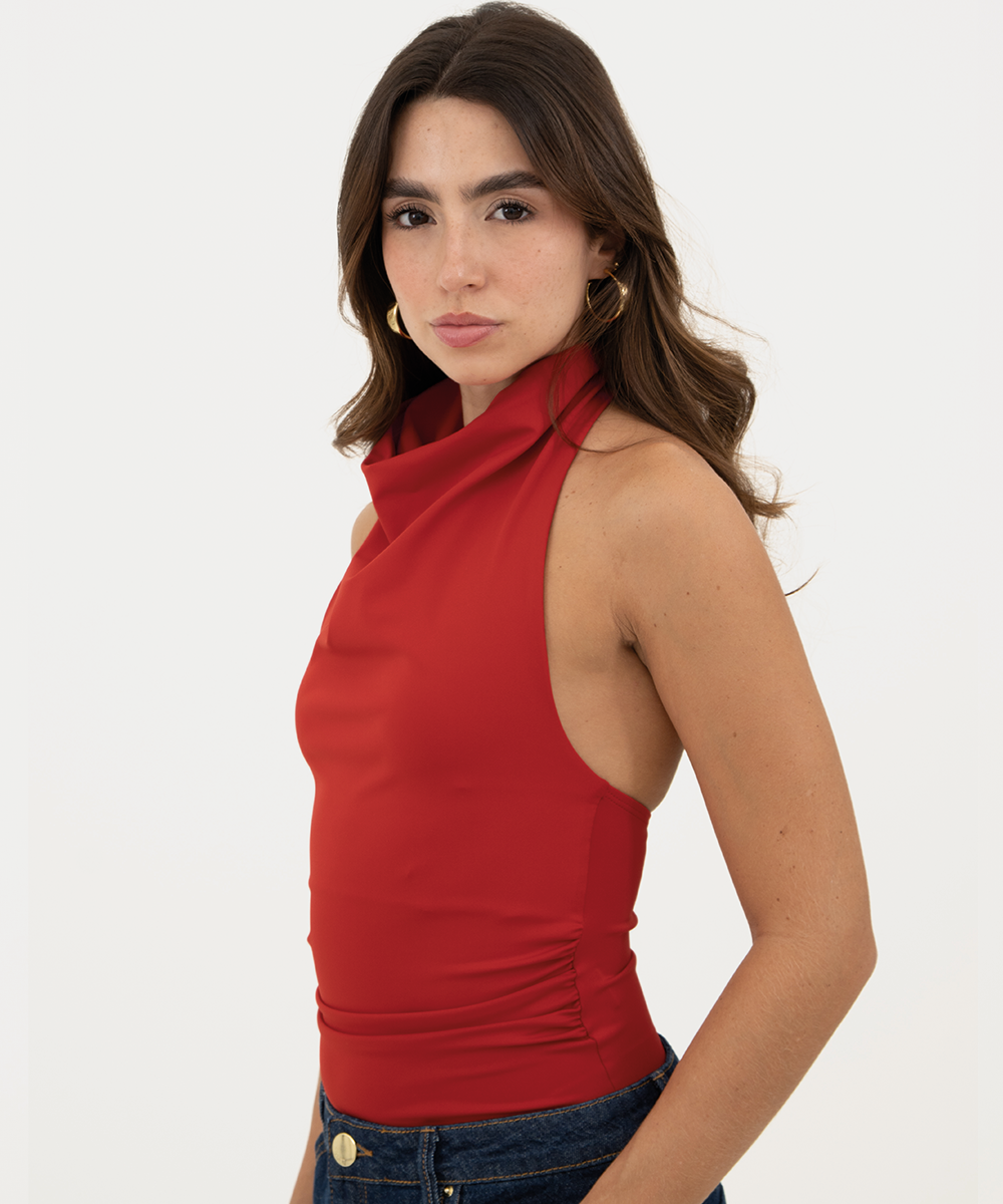 Body halter drapeado Rojo