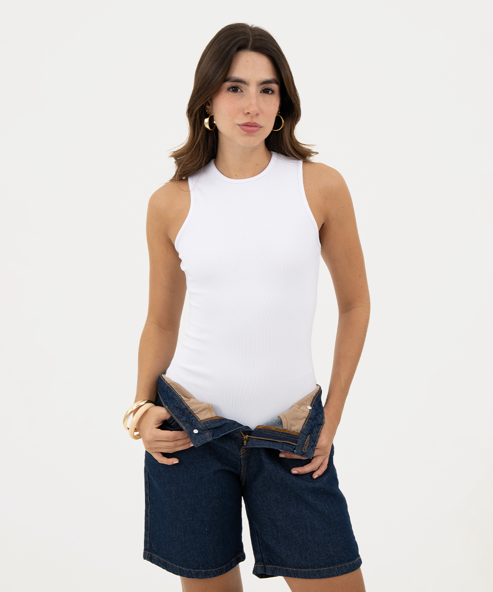 Body esencial manga sisa Blanco