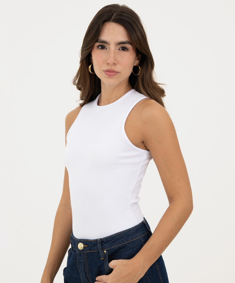 Body esencial manga sisa Blanco