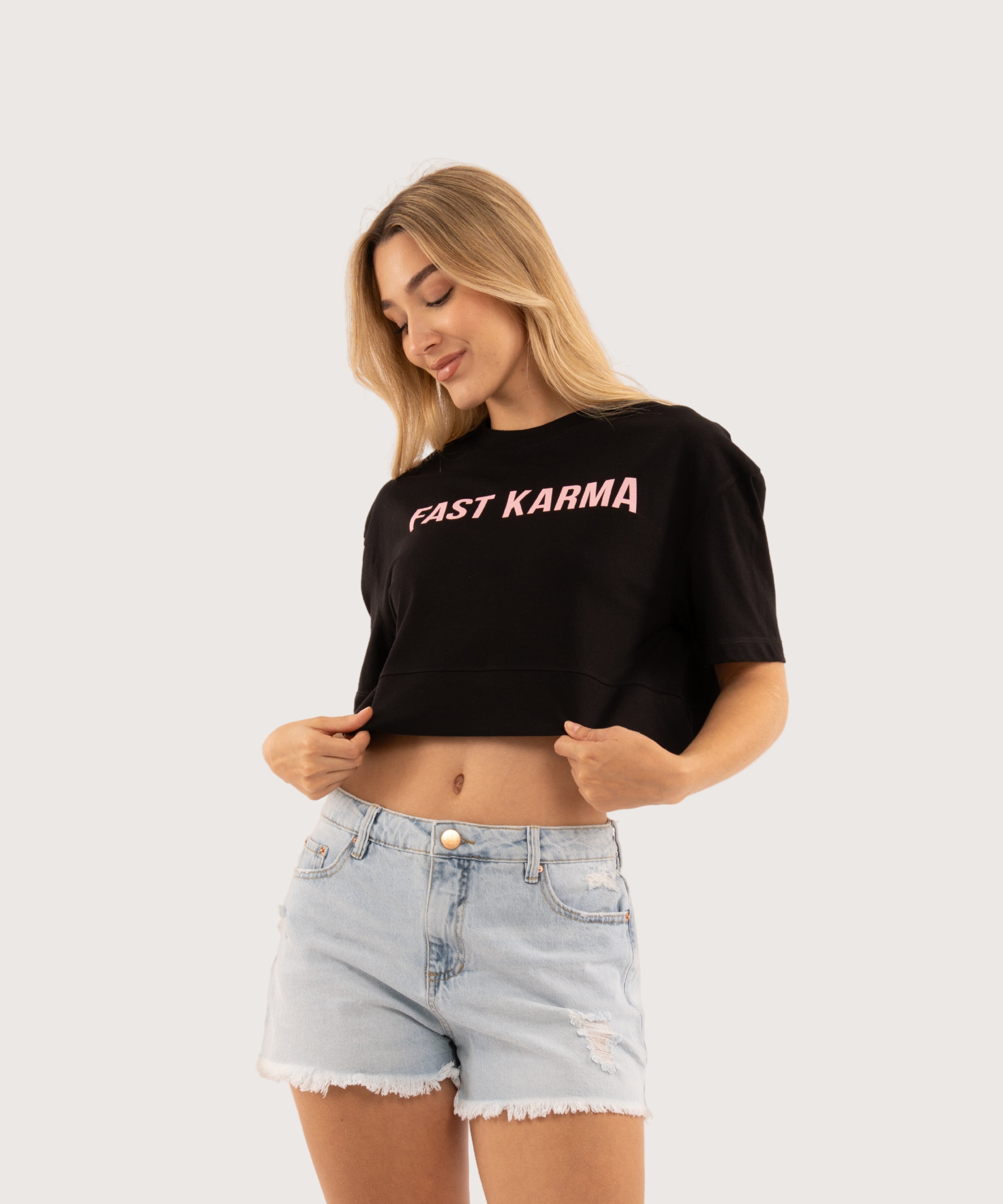 Camiseta oversize crop NEGRO