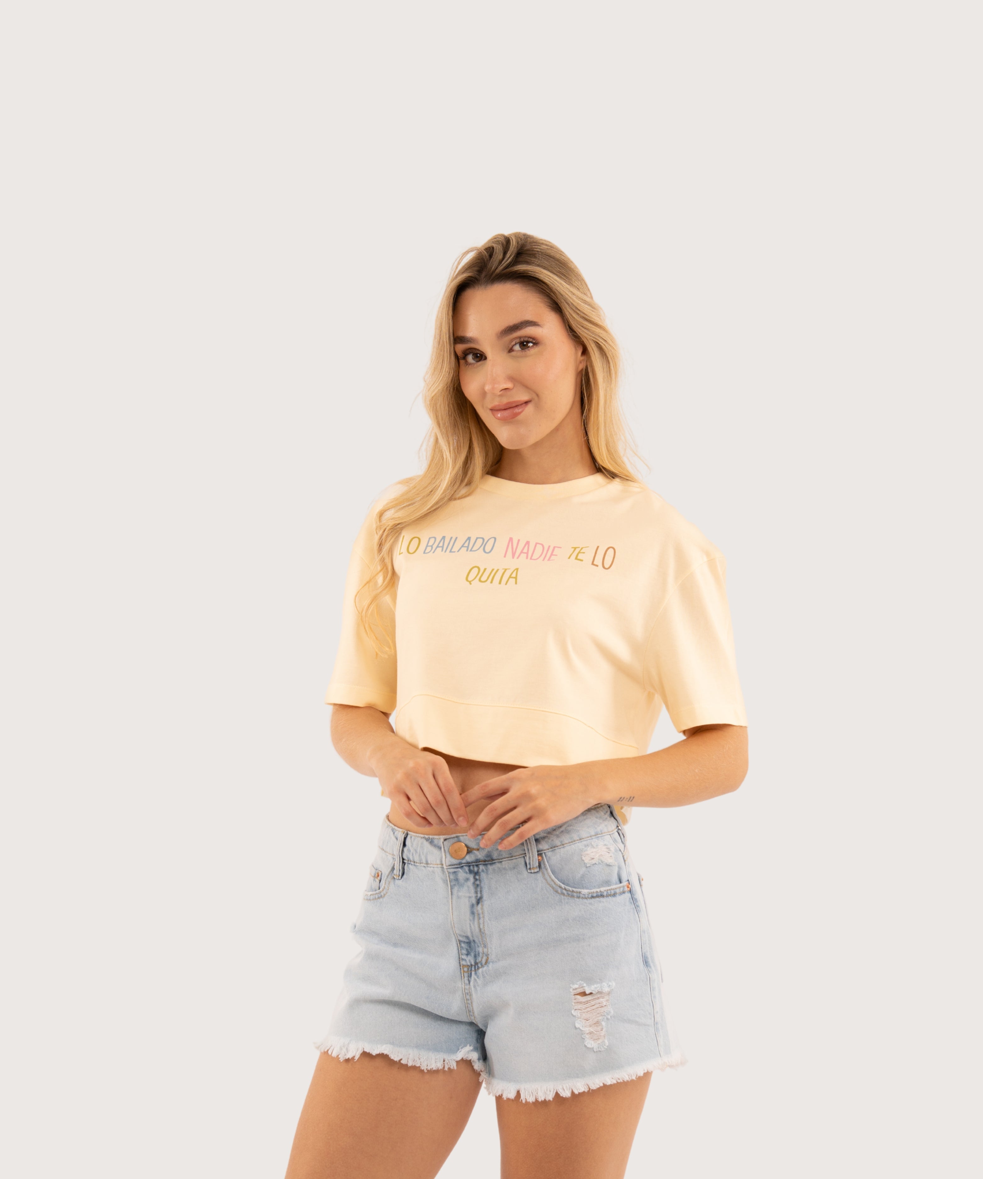 Camiseta oversize crop AMARILLO PASTEL