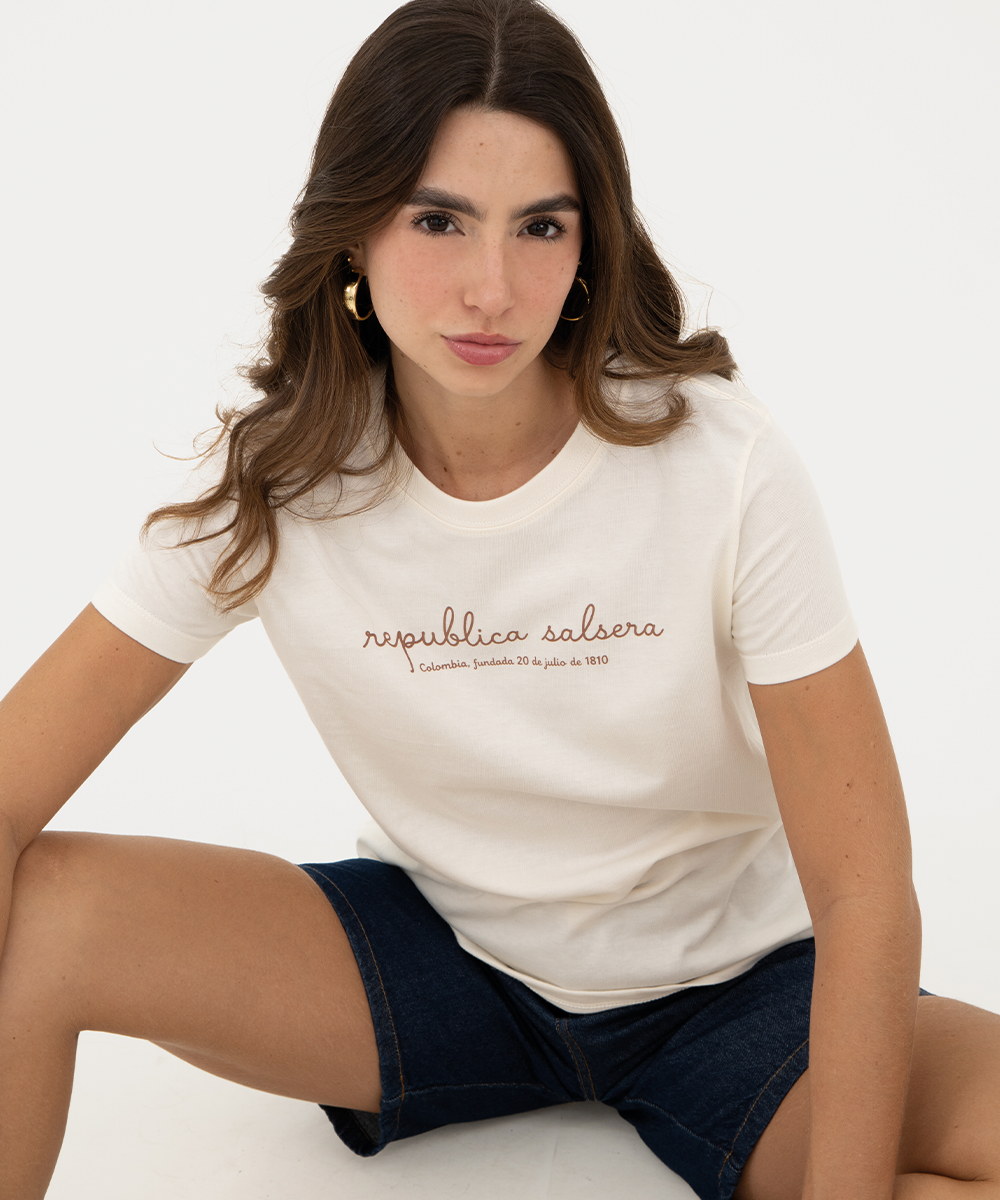 Mini t shirt basic Marfil