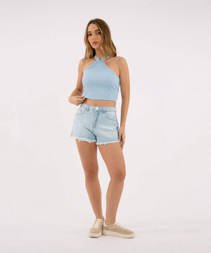Short Ruedo Burdo Azul Cielo Short Índigos Para Mujer | Ticket Store Colombia 1