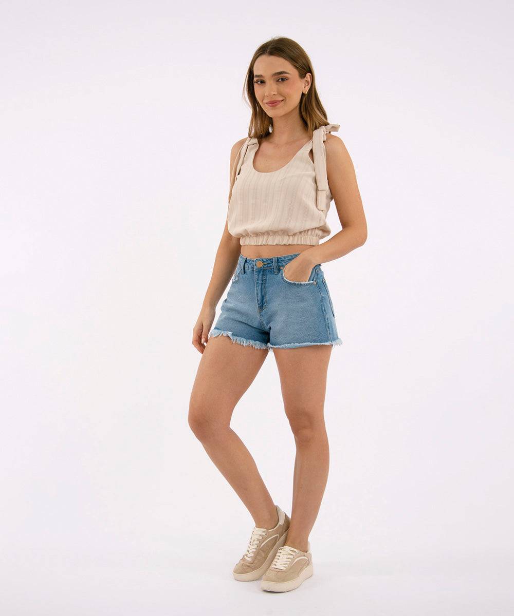 Short Ruedo Burdo Azul Short Índigos Para Mujer | Ticket Store Colombia 1