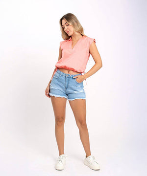 Short Ruedo Burdo Azul Cielo Short Índigos Para Mujer | Ticket Store Colombia 2
