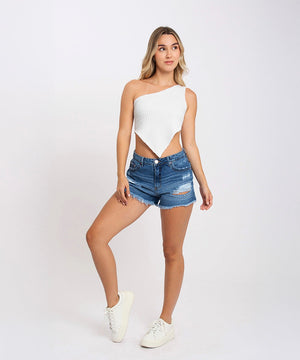 Short Ruedo Burdo Azul Radiante Short Índigos Para Mujer | Ticket Store Colombia 2