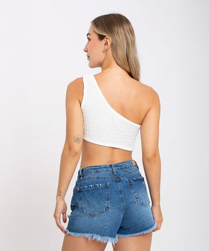 Short Ruedo Burdo Azul Radiante Short Índigos Para Mujer | Ticket Store Colombia 3