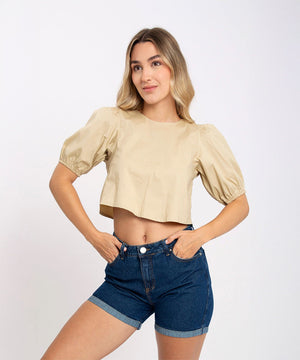 Short 5 Bolsillos Dobladillo Ancho Azul Profundo Short Índigos Para Mujer | Ticket Store Colombia 1