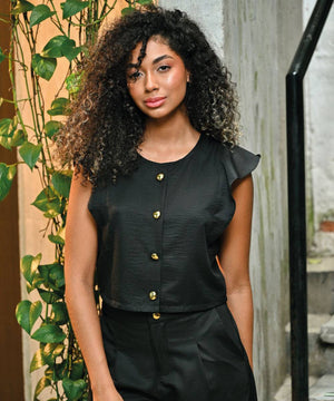 Blusa Manga Volante Negro Blusas Para Mujer | Ticket Store Colombia 1