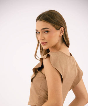 Blusa Manga Volante Camel Blusas Para Mujer | Ticket Store Colombia 3
