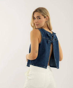 Blusa Moños En Posterior Azul Profundo Blusas Para Mujer | Ticket Store Colombia 4