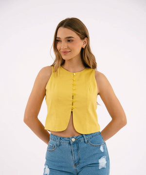 Blusa Botones Miel Dorada (Mostaza) Blusas Para Mujer | Ticket Store Colombia 1