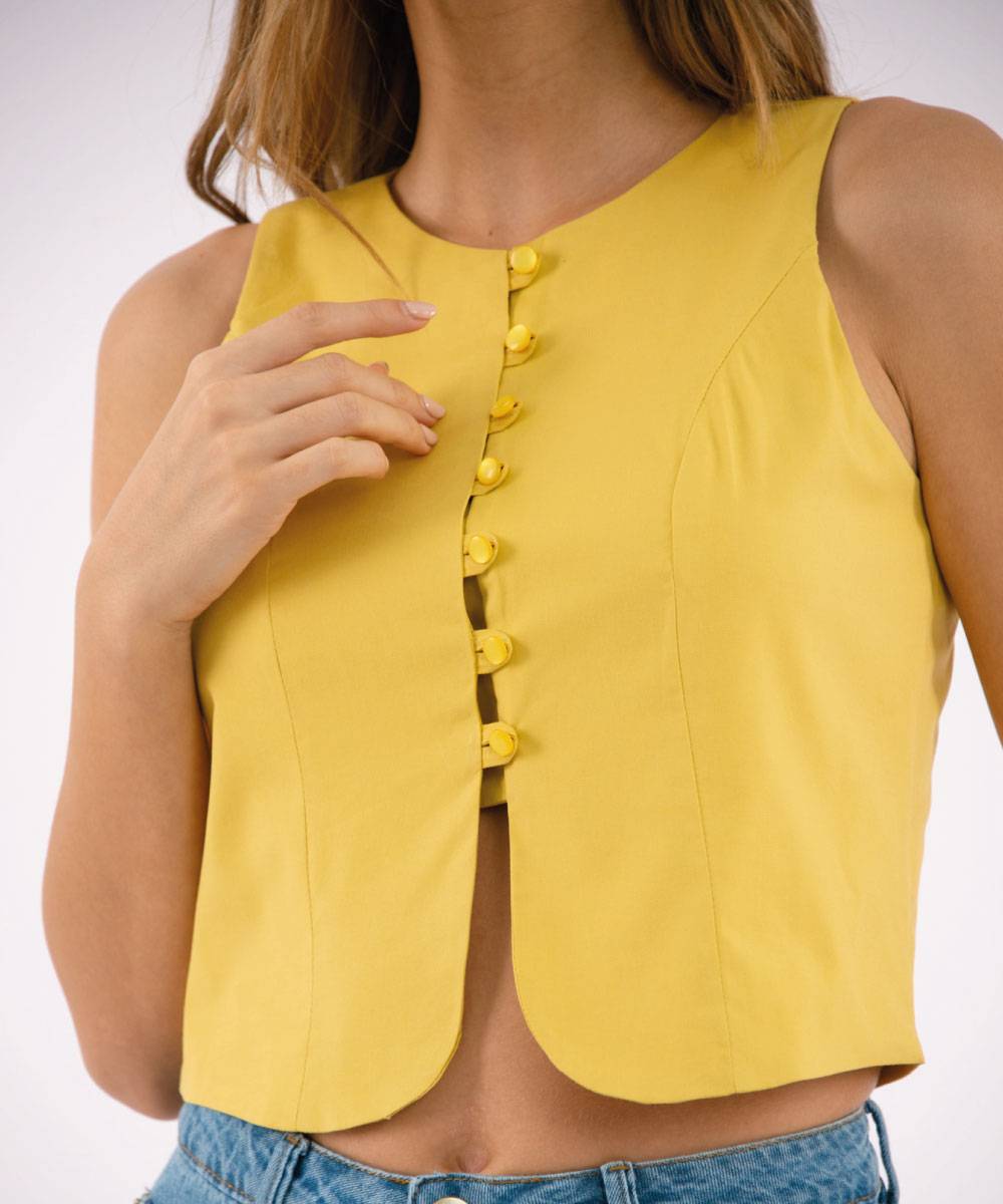 Blusa Botones Miel Dorada (Mostaza) Blusas Para Mujer | Ticket Store Colombia 2