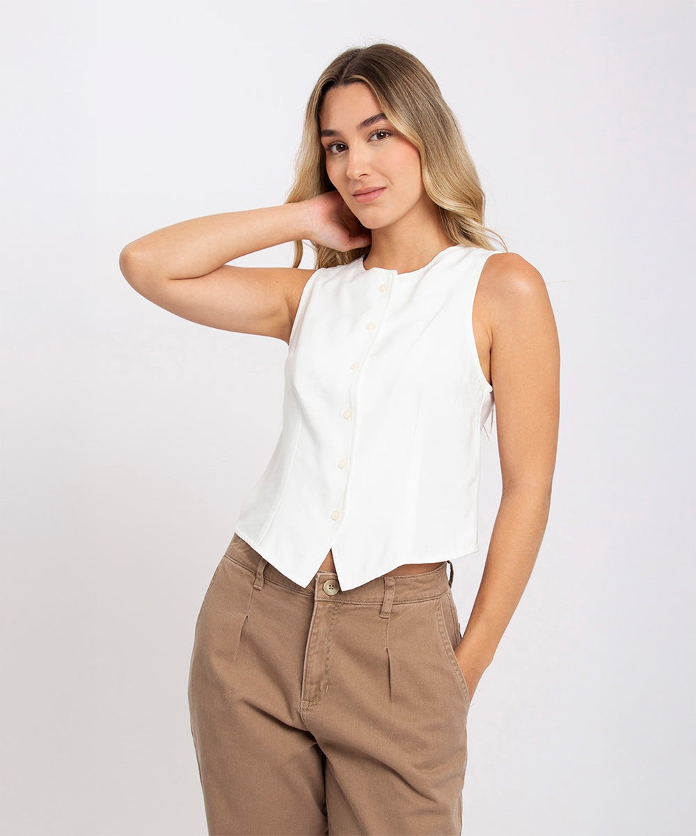 Blusa Con Botonadura Marfil Blusas Para Mujer | Ticket Store Colombia 1