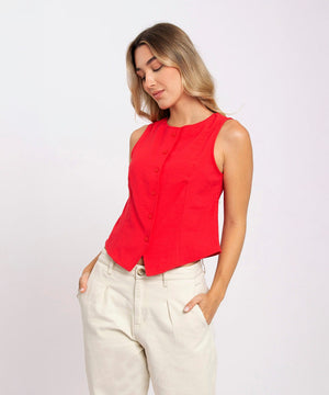 Blusa Con Botonadura Rojo Blusas Para Mujer | Ticket Store Colombia 1