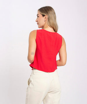 Blusa Con Botonadura Rojo Blusas Para Mujer | Ticket Store Colombia 3