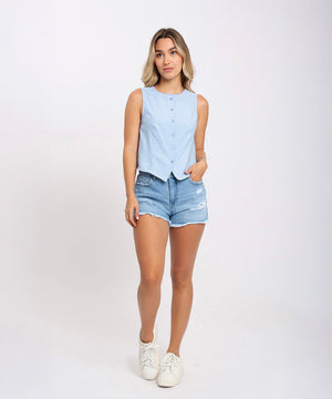 Blusa Con Botonadura Azul Blusas Para Mujer | Ticket Store Colombia 2