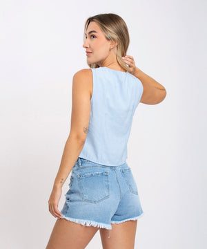 Blusa Con Botonadura Azul Blusas Para Mujer | Ticket Store Colombia 3