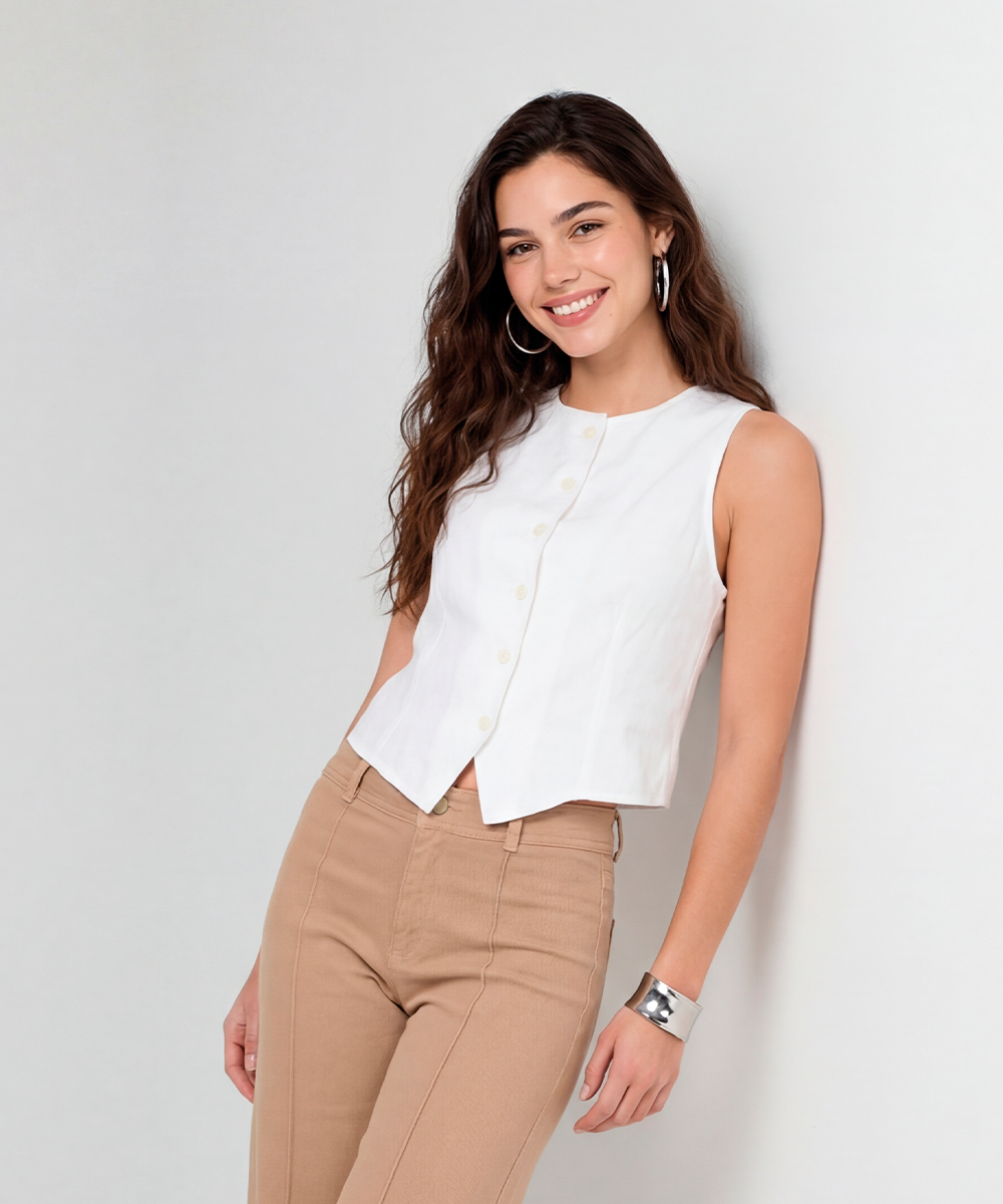 Blusa con botonadura MARFIL