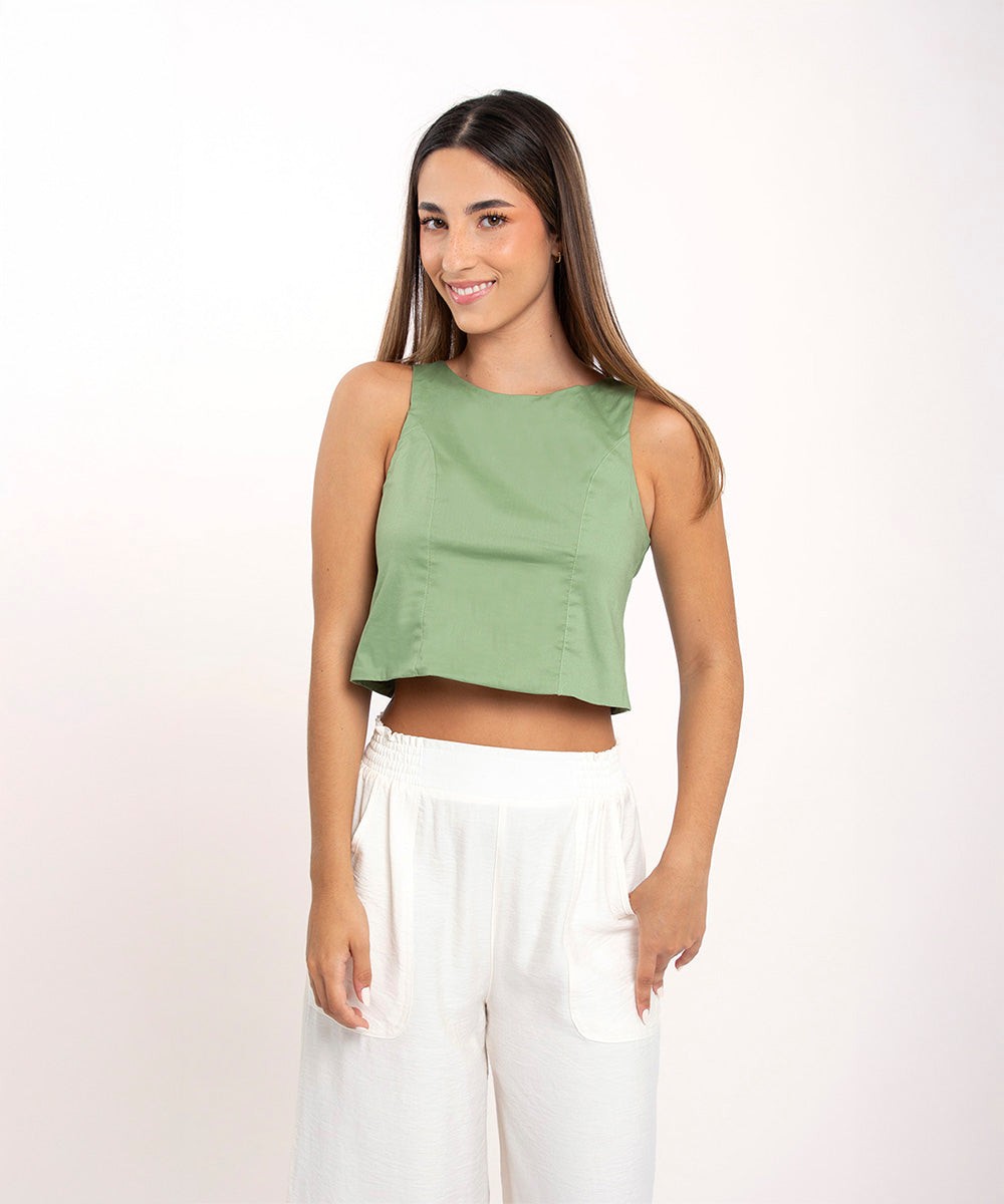Blusa Con Moño En Espalda Verde Oliva Blusas Para Mujer | Ticket Store Colombia 1