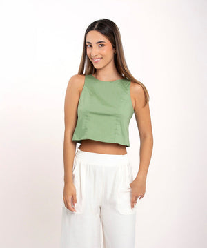 Blusa Con Moño En Espalda Verde Oliva Blusas Para Mujer | Ticket Store Colombia 1