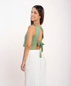 Blusa Con Moño En Espalda Verde Oliva Blusas Para Mujer | Ticket Store Colombia 3