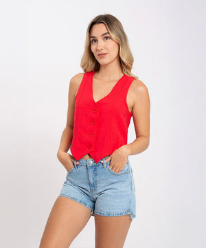Chaleco Tipo Smoking Rojo Blusas Para Mujer | Ticket Store Colombia 1