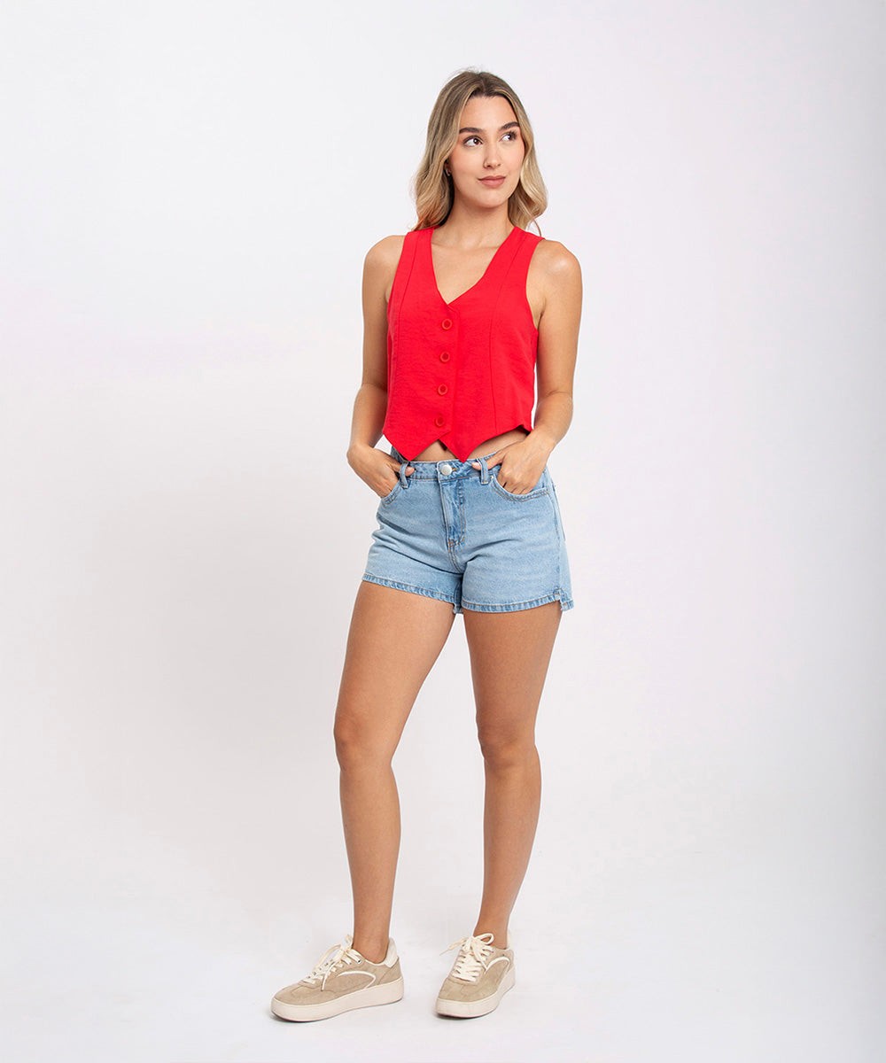 Chaleco Tipo Smoking Rojo Blusas Para Mujer | Ticket Store Colombia 2