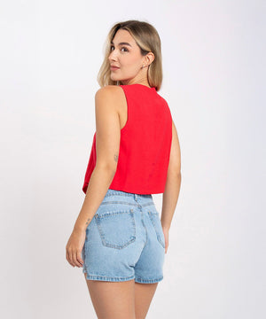Chaleco Tipo Smoking Rojo Blusas Para Mujer | Ticket Store Colombia 3