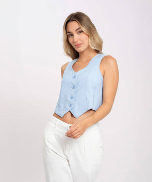 Chaleco Tipo Smoking Azul Blusas Para Mujer | Ticket Store Colombia 1