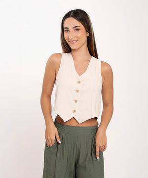 Chaleco Tipo Smoking Beige Blusas Para Mujer | Ticket Store Colombia 1