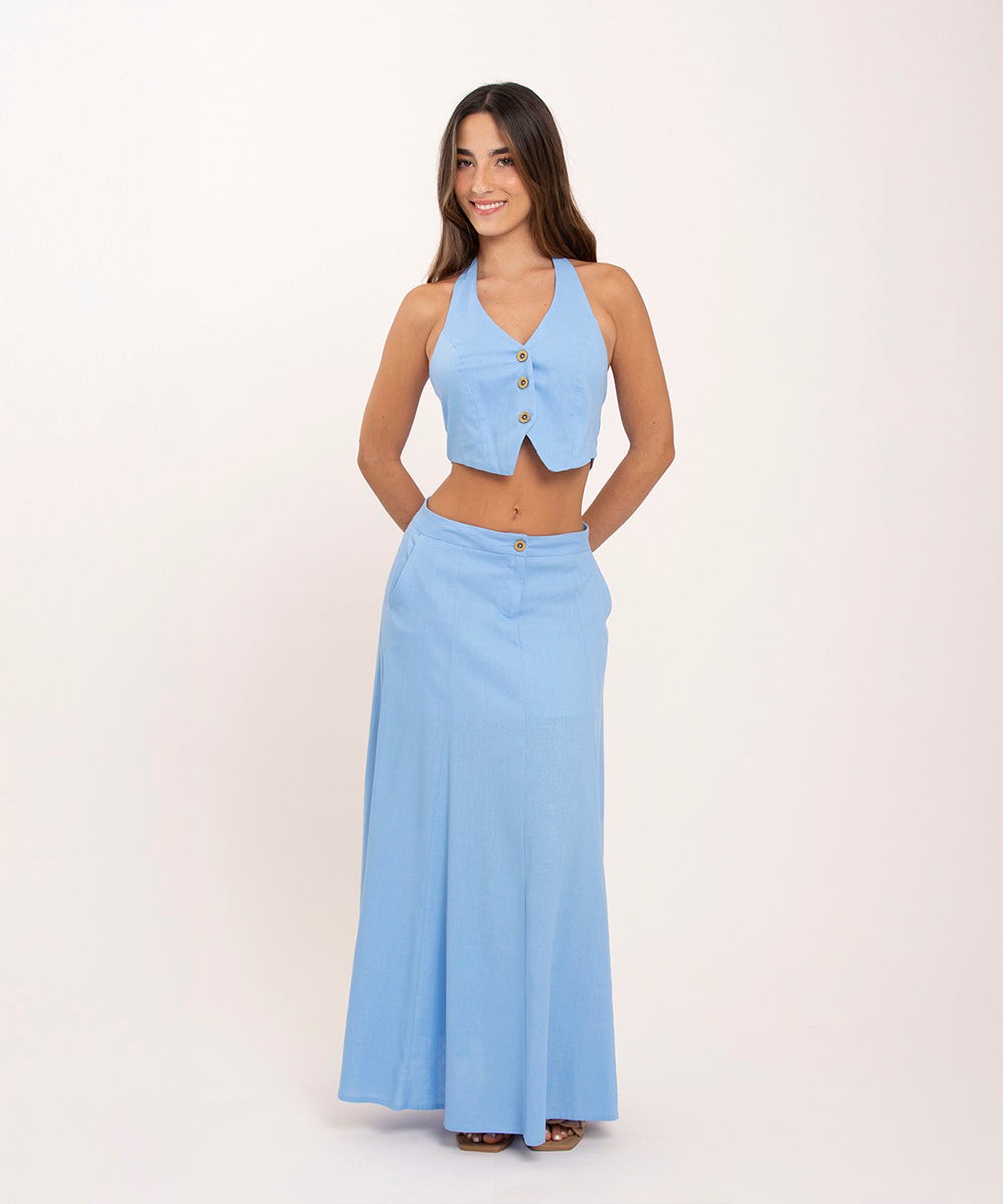 Chaleco Halter Azul Radiante Blusas Para Mujer | Ticket Store Colombia 2