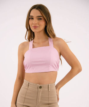 Crop Top Tira Lazo Rosado Empolvado Blusas Para Mujer | Ticket Store Colombia 1