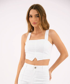 Crop Top Tiras Anchas Blanco Blusas Para Mujer | Ticket Store Colombia 1