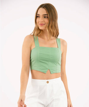 Crop Top Tiras Anchas Verde Blusas Para Mujer | Ticket Store Colombia 1