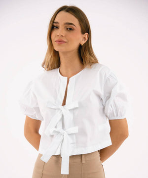 Camisa Con Moños Blanco Blusas Para Mujer | Ticket Store Colombia 1