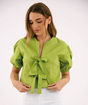 Camisa Con Moños Verde Blusas Para Mujer | Ticket Store Colombia 1