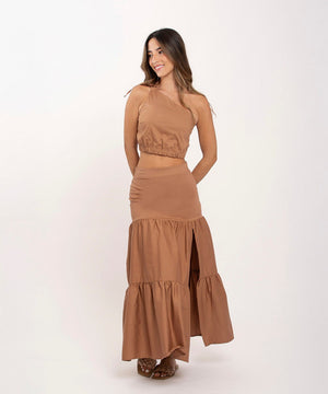 Blusa Asimetrica Lazo Hombros Chocolate Blusas Para Mujer | Ticket Store Colombia 2