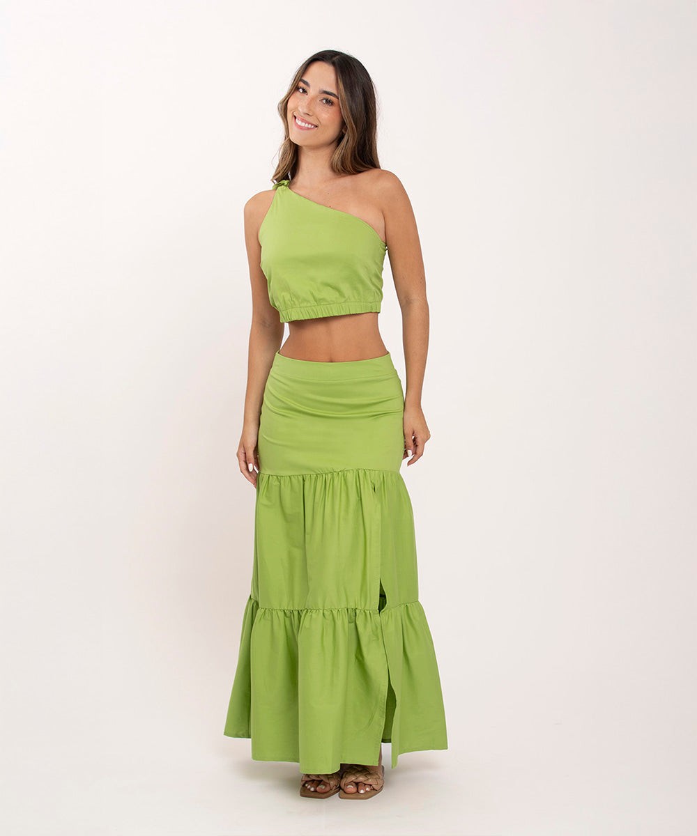 Blusa Asimetrica Lazo Hombros Verde Blusas Para Mujer | Ticket Store Colombia 2