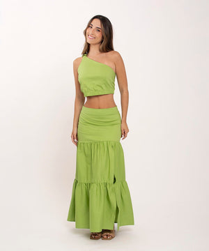 Blusa Asimetrica Lazo Hombros Verde Blusas Para Mujer | Ticket Store Colombia 2