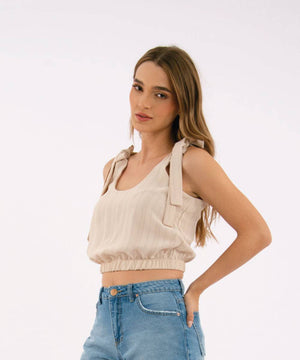 Blusa Lazos Moños Beige Blusas Para Mujer | Ticket Store Colombia 2