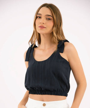 Blusa Lazos Moños Azul Profundo Blusas Para Mujer | Ticket Store Colombia 1