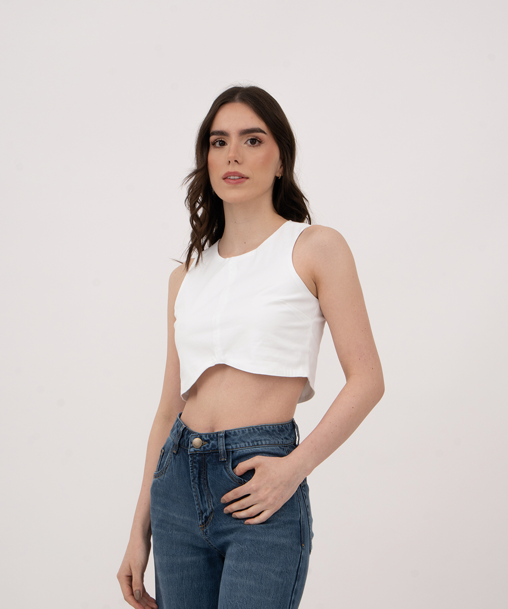 Blusa sisa con pinzas BLANCO