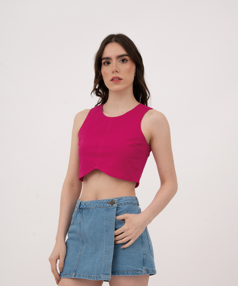 Blusa sisa con pinzas FUCSIA POP