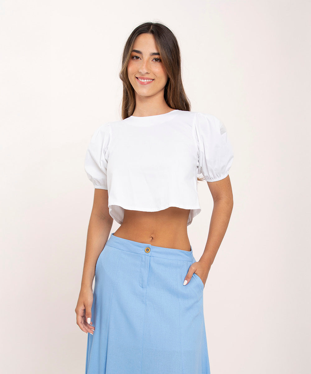 Blusa con moños BLANCO