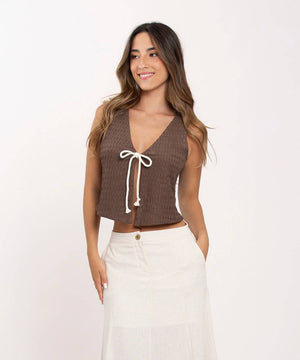 Chaleco Con Cordon Chocolate Blusas Para Mujer | Ticket Store Colombia 1